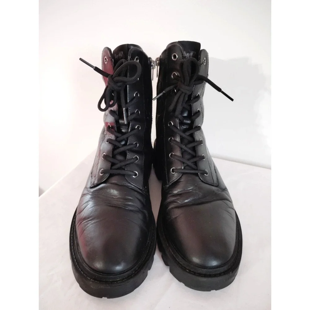 Coach Citysole Tactical Black Leather Lace Up Side Zip Combat Boot Men 11.5D EUC